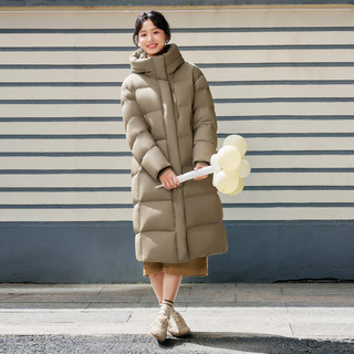 雪中飞2025云朵泡芙休闲时尚文艺风女士羽绒冬季中长款保暖羽绒服 玻璃球棕|7C59 S /160/84A