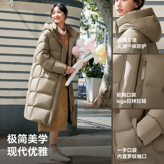 雪中飞2025云朵泡芙休闲时尚文艺风女士羽绒冬季中长款保暖羽绒服 玻璃球棕|7C59 S /160/84A