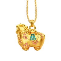 老庙黄金吊坠古法金珐琅马上有钱足金吊坠女友 不含链 吊坠/金重约5.93g