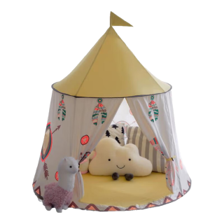 卡优比 儿童帐篷室内家用宝宝游戏屋女孩公主城堡男孩玩具屋小房子蒙古包 印第安(丹霞黄)
