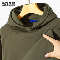 马克华菲（MARK FAIRWHALE）潮牌连帽套头长T男美式街头风软糯细腻柔软亲肤内搭外穿百搭长袖 【软糯亲肤】-军绿#纯色 2XL