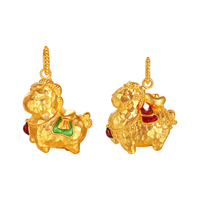 世纪缘珠宝古法黄金吊坠女999足金三花萌马珐琅点睛吊坠 3.84g三花萌马吊坠【绿】