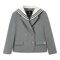 E·LAND KIDS【零染科技】衣恋女童西服25年春季新品学院风可拆卸海军领 M/Grey麻灰色/18 1