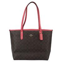 COACH 蔻驰 女士PVC单肩托特包 F58292 IMLOQ 深咖桃红色 大号