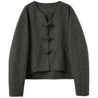 三彩 【冷月浮光】2025冬季款双面呢大衣绵羊毛呢短款外套C