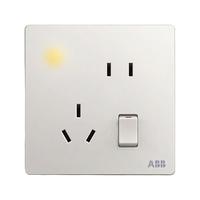 ABB 轩致系列 一开五孔带灯插座 雅典白