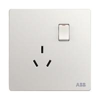 ABB 轩致系列 一开10A三孔插座 雅典白