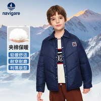 纳维凯尔意大利小帆船童装儿童棉服男童保暖外套中大童夹棉冬装 斜斜的海风深蓝 160