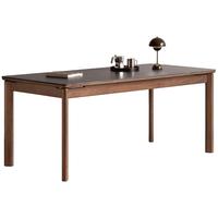 源氏木语实木餐桌餐厅轻奢风饭桌家用吃饭桌子南洋金檀木纯黑岩板1.4米桌