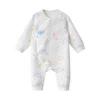 【100%新疆棉】婴儿斜襟连体衣秋冬季空气层保暖长袖包屁衣