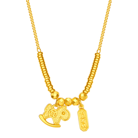 潮宏基 好事发生马上有钱黄金项链女5G足金蹦迪珠盘缠金生肖马套链 计价 4.7g，链长约42cm+延长链