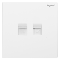 legrand 罗格朗 仕典系列 K8/T01/C01 超五类网络+电话插座 玉兰白