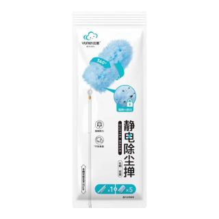 云蕾 一次性静电除尘掸可伸缩手柄+5片蓝色双面布清理加长家用装