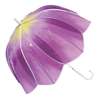 Wpc.透明雨伞渐变时尚设计日本高颜值郁金香花瓣蕾丝精灵拒水男女雨具 郁金香精灵伞 紫色长柄伞PT-TU03