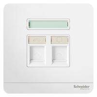 Schneider Electric 施耐德电气 AvatarOn绎尚系列 E8332TDRJS5_WE_C1 电话+超五类电脑插座 镜瓷白