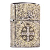 ZIPPO之宝煤油打火机防风精雕金银双色盔甲加厚男友父亲节 康斯坦丁-常规