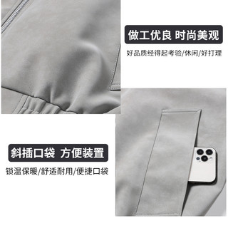 棉致 美式复古夹克外套男 秋冬加绒立领飞行上衣