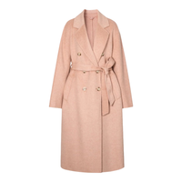 伊芙丽（eifini）【28h免定】骆驼绒蚕丝双门襟长毛双面呢大衣外套 粉色 155/80A/S 155/80A/S  112斤以下