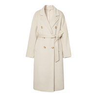 伊芙丽骆驼绒蚕丝经典双门襟收腰长毛双面呢大衣外套 米色 165/88A/L  136斤以上