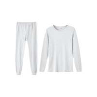 宜而爽保暖内衣男士纯棉秋衣秋裤套装薄款圆领秋冬亲肤柔软透气打底毛衫【麻灰A】3XL/185