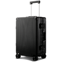 BOPAI 博牌 拉杆箱铝框海关锁行李箱男 纯PC旅行箱 密码箱包女 万向轮 24吋 833-0265241 黑色