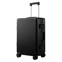 BOPAI 博牌 拉杆箱铝框TSA密码锁行李箱男 纯pc旅行箱 密码箱包女 万向轮登机箱 20吋 833-0265201 黑色