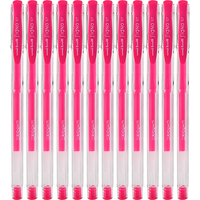 uni 三菱铅笔 UM-100 拔帽中性笔 荧光粉红色 0.7mm 12支装