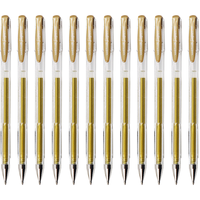 uni 三菱铅笔 UM-100 拔帽中性笔 金色 0.8mm 12支装