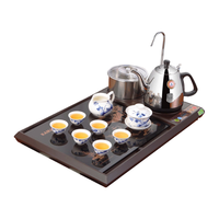 金灶(KAMJOVE) 钢化玻璃茶盘家用功夫茶具套装 自动上水茶海小茶台四合一泡茶机L-300A 茶盘 搭青花陶瓷茶具 茶水桶