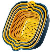 拜杰洗菜盆双层沥水篮洗菜篮家用创意洗水果篮淘米镂空盆8件套 沥水篮八件套