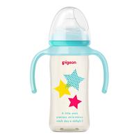 Pigeon 贝亲 经典自然实感系列 AA128  PPSU双手柄彩绘奶瓶 240ml 蓝色 M 3月+