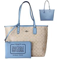COACH 蔻驰 女士PVC单肩托特包 F36658 SVCA0 卡其蓝色 大号