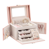 vlando 唯兰朵 VJ14004 首饰盒 礼品盒装木质欧式带化妆镜子 樱花粉