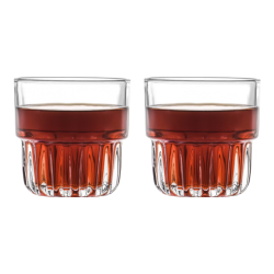 圆乐 玻璃咖啡复古竖纹冰美式冰咖啡壶拿铁杯意式浓缩杯 2只装