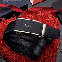 头层牛皮自动扣男士腰带（专柜礼盒装）