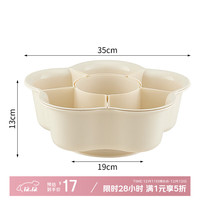 稻草熊 家用蔬菜篮 多功能收纳筐 可旋转拼盘 六格 奶油色