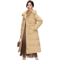 YAYA鸭鸭羽绒服女冬季中长款加厚女款时尚连帽白鸭绒保暖外套XB 瓷绿色 155