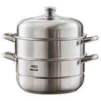 ASD 爱仕达 蒸锅三层304不锈钢锅身加厚复底蒸馒头锅燃气电磁炉通用ZS28G3WG