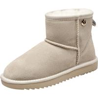 意尔康 女靴雪地靴女冬季东北加绒加厚保暖棉鞋女短靴靴子女 米白2 加绒 39