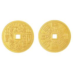 老庙黄金 足金铜钱 山鬼花钱护佑平安 双面雕刻（不含绳）