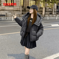 鸭鸭(YAYA)云感泡芙短款羽绒服女2025冬季时尚气质设计感羽绒外套潮DS 深藏青色YE5B608835E L