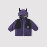 巴厘小猪男童棉服冲锋外套秋冬夹棉保暖加绒棉袄宝宝超萌可爱加厚儿童冬装 暮山紫