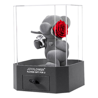 JoyFlower 单膝示爱 戒指小熊永生花 亚克力款