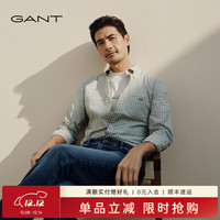 GANT 2024春季男装通勤格纹短袖衬衫|3241120 345-乳白抹茶色 L