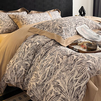 克努帛 A类100支全棉长绒棉贡缎拉绒保暖秋冬四件套 纯净磨毛保暖套件 雅集-yc 床单款 1.8米床(被套200*230cm)