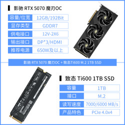 影驰 RTX 5070 魔刃 OC 12GB 显卡 搭 致态Ti600 1T 固态硬盘套装