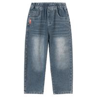 巴布豆儿童牛仔裤男女童美式复古时尚宽松百搭裤子