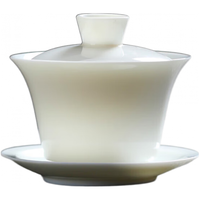 苏氏陶瓷悬停盖碗中国白瓷羊脂玉瓷薄胎旋转茶盖盖碗360°功夫泡茶碗140ml