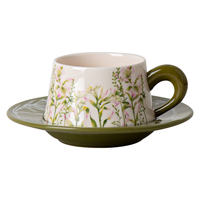 SUCCOHOMEWARE小清新花卉咖啡杯碟套装 ins风复古马克杯陶瓷杯子新婚送闺蜜 百合风铃对杯-礼盒套