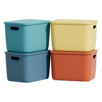 晟旎尚品 桌面收纳盒收纳筐零食办公室杂物储物盒收纳箱带盖 大号带盖-四只装